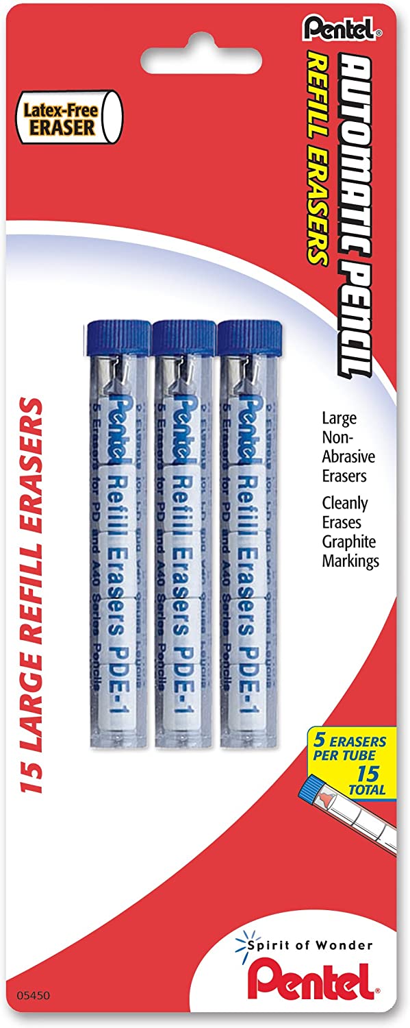 Pentel Eraser Refills for Mechanical Pencils, 3 Pack (05450)
