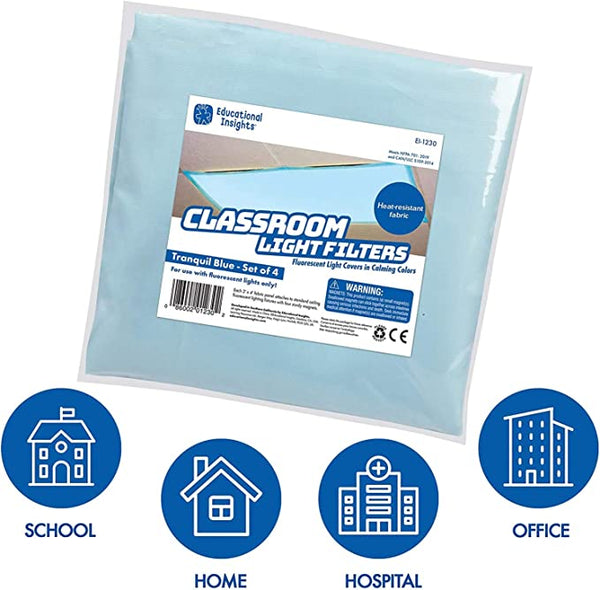 Educational Insights Classroom Light Filters, Tranquil Blue, Set of 4 (EI 1230)