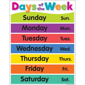 Teacher Created Colorful Days of the Week Chart (TCR 7489)