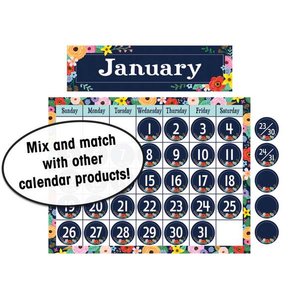 Teacher Created Wildflowers Calendar Chart, 17" by 22" (TCR 7599)