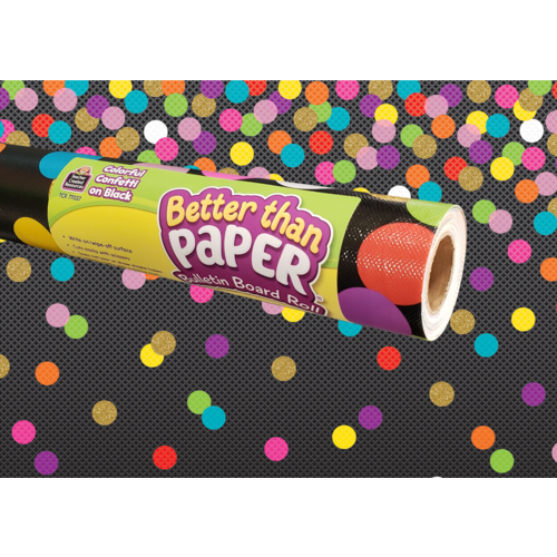 Teacher Created Colorful Confetti on Black Better Than Paper Bulletin Board Roll, 4' x 12' (TCR 77037)