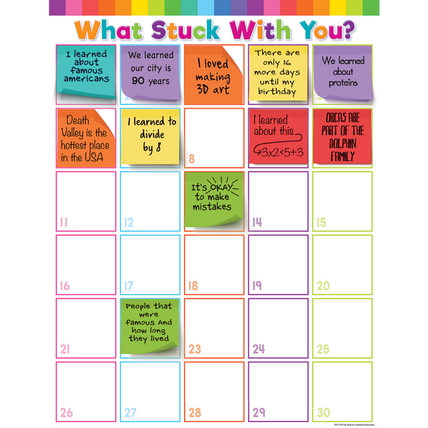 Teacher Created Colorful What Stuck With You? Chart, 17" x 22" (TCR 7734)