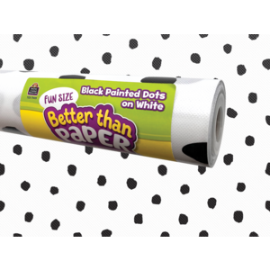 Teacher Created Fun Size Black Painted Dots on White Better Than Paper Bulletin Board Roll, 18" x 12' (TCR 77419)