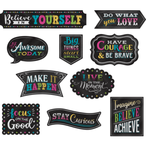 Teacher Created Clingy Thingies Chalkboard Brights Positive Sayings Accents (TCR77881)