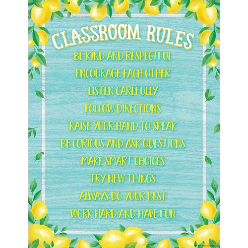 Teacher Created Lemon Zest Classroom Rules Chart, 17" x 22" (TCR 7962)