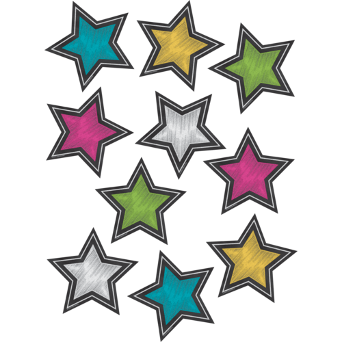 Teacher Created Chalkboard Brights Stars Accents, 30 accents, 6" (TCR3550)
