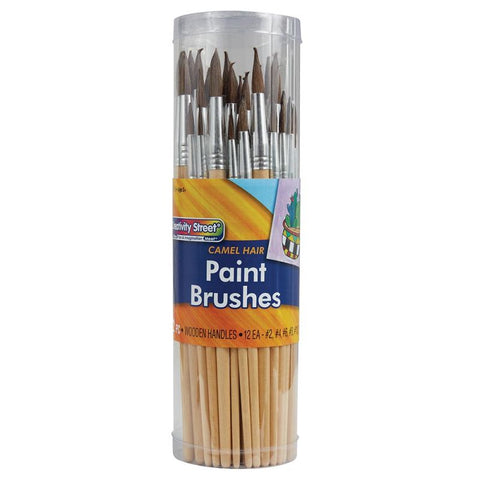 Creativity Street Camel Hair Paint Brushes Assorted Sizes, 72 Brushes (PAC 5159)