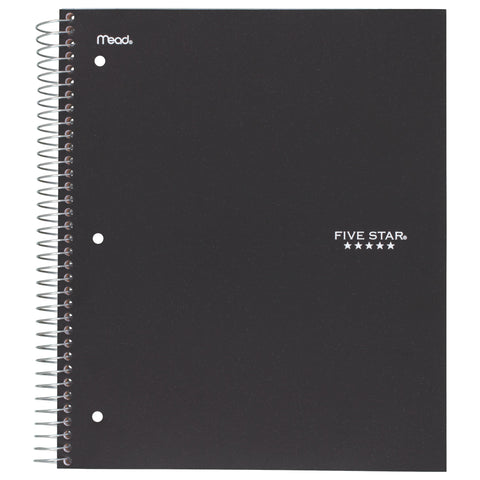 Five Star Black Notebook, College Ruled, 1 Subject, 11" x 8.5" (11255)