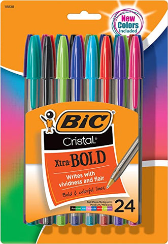 BIC Xtra Bold Ballpoint Pens, 24 count, Assorted Ink Colors (18838)