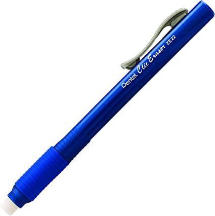 Pentel ClicK Eraser Grip, Retractable Eraser, Blue Barrel (ZE22 C)
