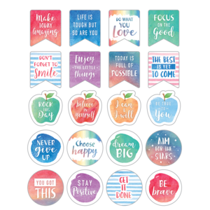 Teacher Created Watercolor Words to Inspire Planner Stickers (TCR 8193)