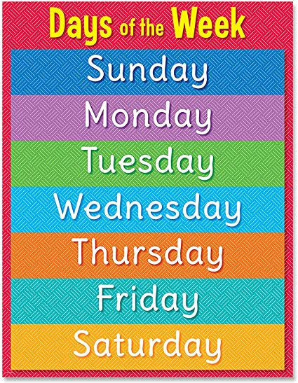 Creative Teaching Days of the Week Chart,17" x 22" (CTP 8613)