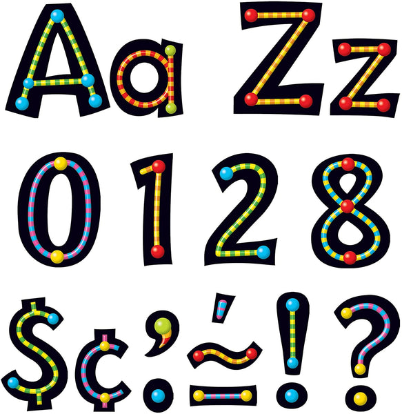 Trend Playful Ready Punch Out Letters Combo, 4" Uppercase Lowercase Assorted Designs