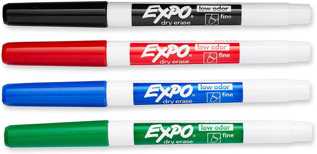 Expo Low Odor Dry Erase Marker Fine Point Assorted 4/Set