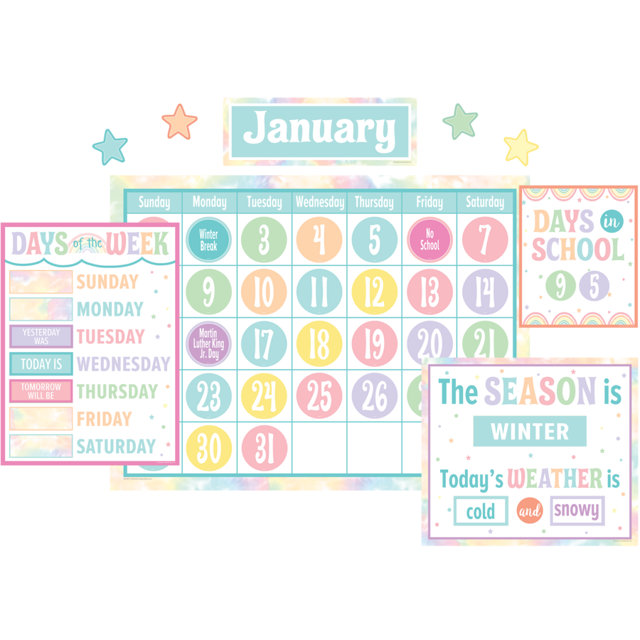 Teacher Created Pastel Pop Calendar Bulletin Board, 115 Pieces (TCR 8411)