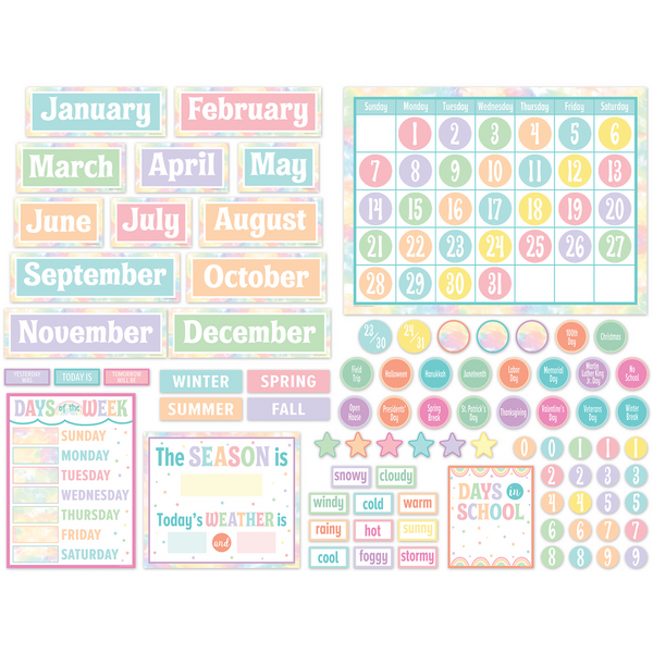Teacher Created Pastel Pop Calendar Bulletin Board, 115 Pieces (TCR 8411)