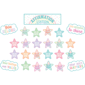 Teacher Created Pastel Pop Positive Affirmations Mini Bulletin Board, 25 Pieces (TCR 8414)