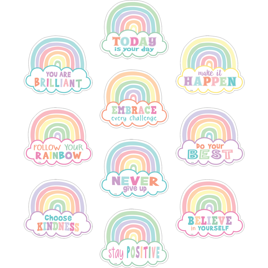 Teacher Created Pastel Pop Positive Sayings Accents, 30 Pieces (TCR 8418)