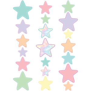 Teacher Created Pastel Pop Stars Accents - Assorted Sizes, 60 Pieces (TCR 8419)