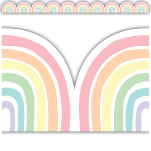 Teacher Created Pastel Pop Rainbows Die-Cut Border Trim, 2¾'' x 35'' (TCR 8431)
