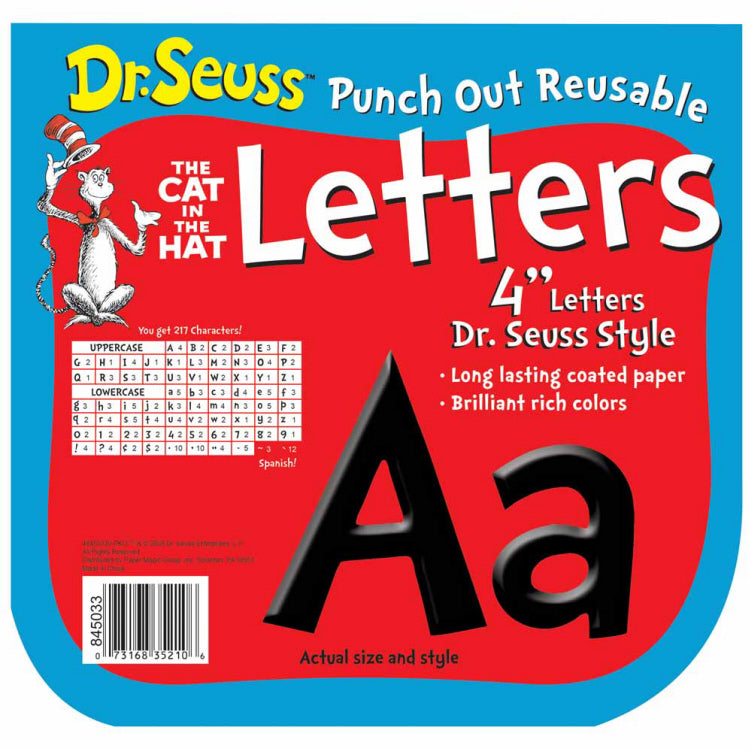 Eureka Dr. Seuss Cat in the Hat 4" Black Deco Letters (EU 845033)