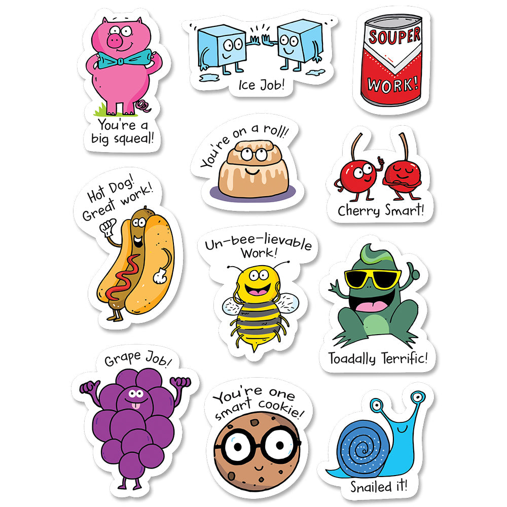 Creative Teaching So Much Pun! Punny Rewards Stickers, 55 Stickers (CTP 8453)