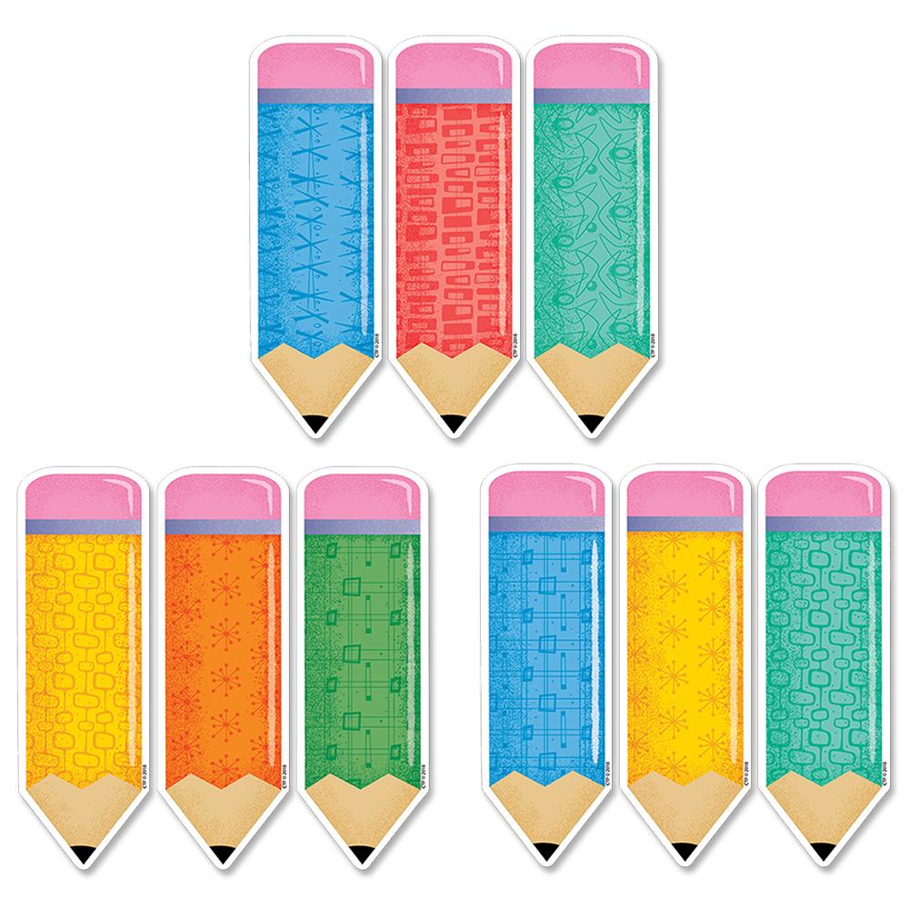 Creative Teaching Mid-Century Mod Retro-Patterned Pencils 6" Cutouts, (8464)