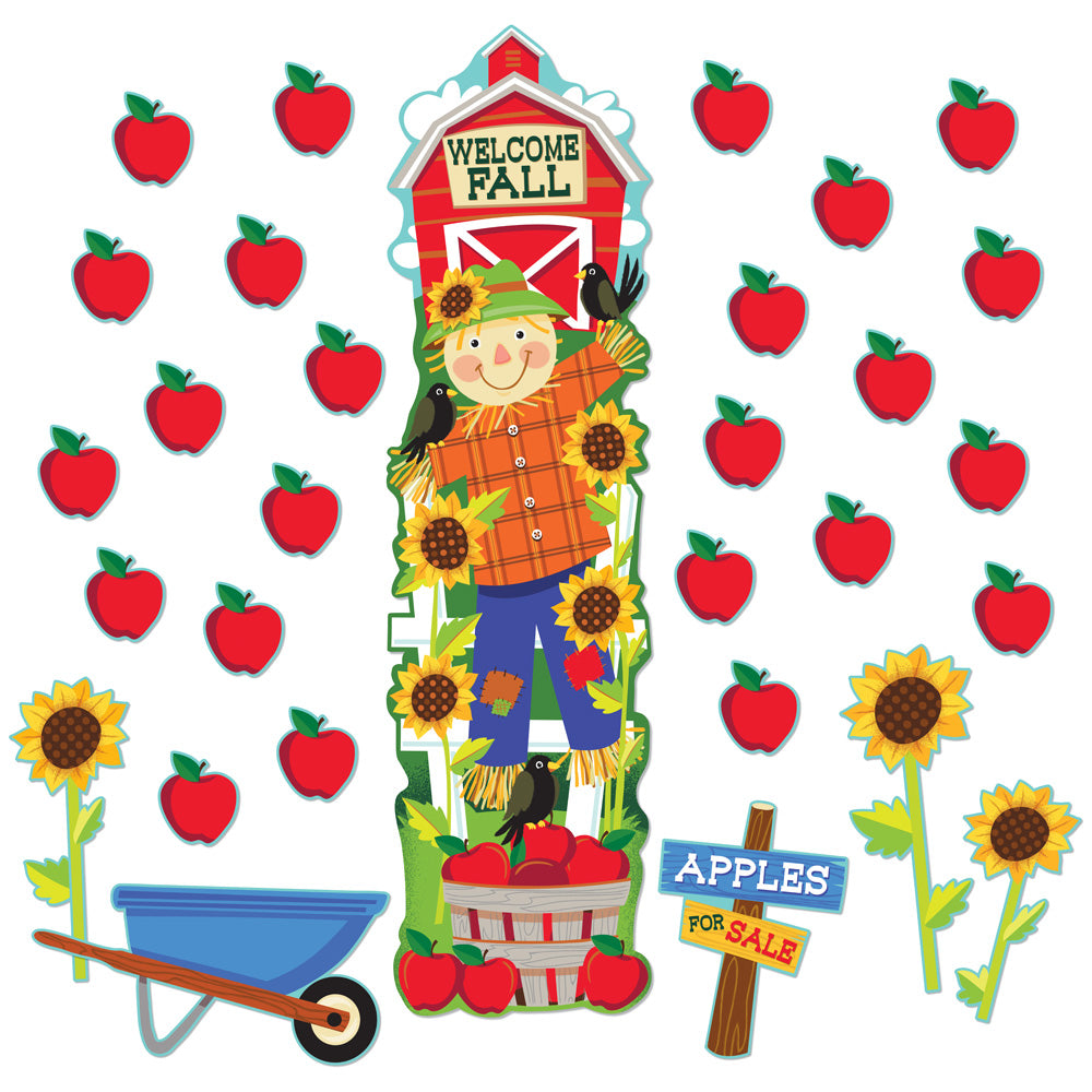 Eureka Harvest Door Decor Kit, 30 pcs, Scarecrow, Apples, Sunflowers (EU 849308)