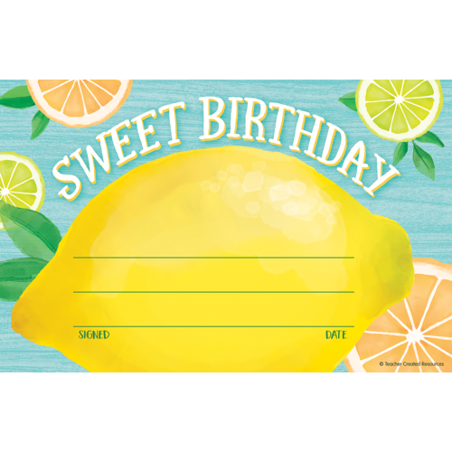 Teacher Created Lemon Zest Sweet Birthday Awards (TCR 8494)