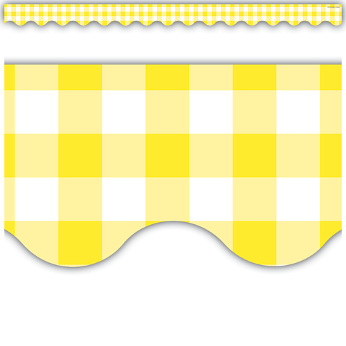 Teacher Created Resources Yellow Gingham Scalloped Border Trim (TCR8500)