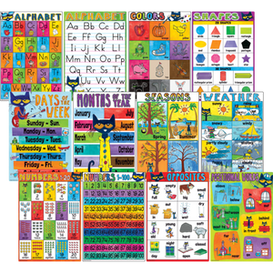Teacher Created Pete the Cat Early Learning Small Poster Pack ,11" x 15¾" (TCR62002)