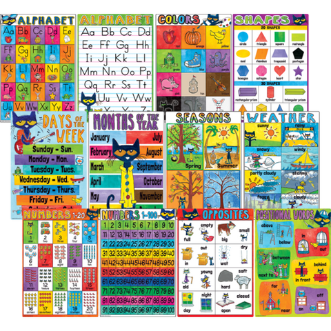 Teacher Created Pete the Cat Early Learning Small Poster Pack ,11" x 15¾" (TCR62002)