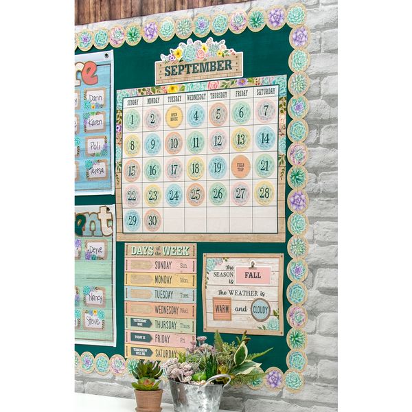 Teacher Created Rustic Bloom Calendar Bulletin Board Display Set (TCR8593)