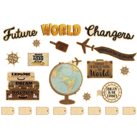 Teacher Created Travel the Map Future World Changers Bulletin Board,14" x 19-1/2", 48 Pieces (TCR 8623)