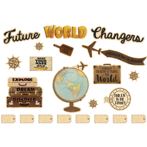 Teacher Created Travel the Map Future World Changers Bulletin Board,14" x 19-1/2", 48 Pieces(TCR 8623)