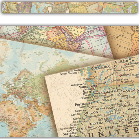 Teacher Created Travel the Map Straight Border Trim (TCR 8639)
