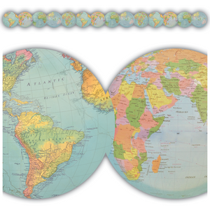 Teacher Created Travel the Map Globes Die-Cut Border Trim (TCR 8640)