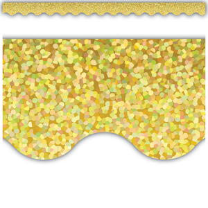 Teacher Created Yellow Sparkle Scalloped Border Trim (TCR8768)
