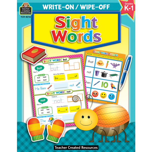 Teacher Created Sight Words Write-On Wipe-Off Book,32 Pages (TCR 8216)