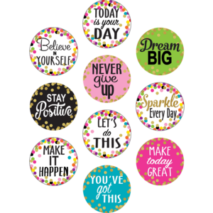 Teacher Created Confetti Positive Sayings Accents, 6", 30 Count (TCR 8890)