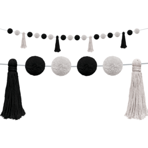Teacher Created Black and White Pom-Poms and Tassels Garland (TCR 8902)