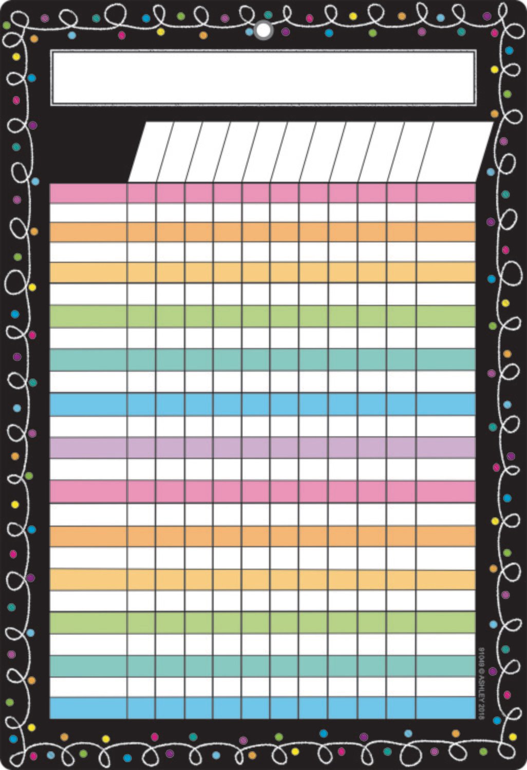 Ashley Smart Poly Chart Dry Erase Chalk Dots w/ Loops Incentive Chart, 13" X 19" (ASH91049)