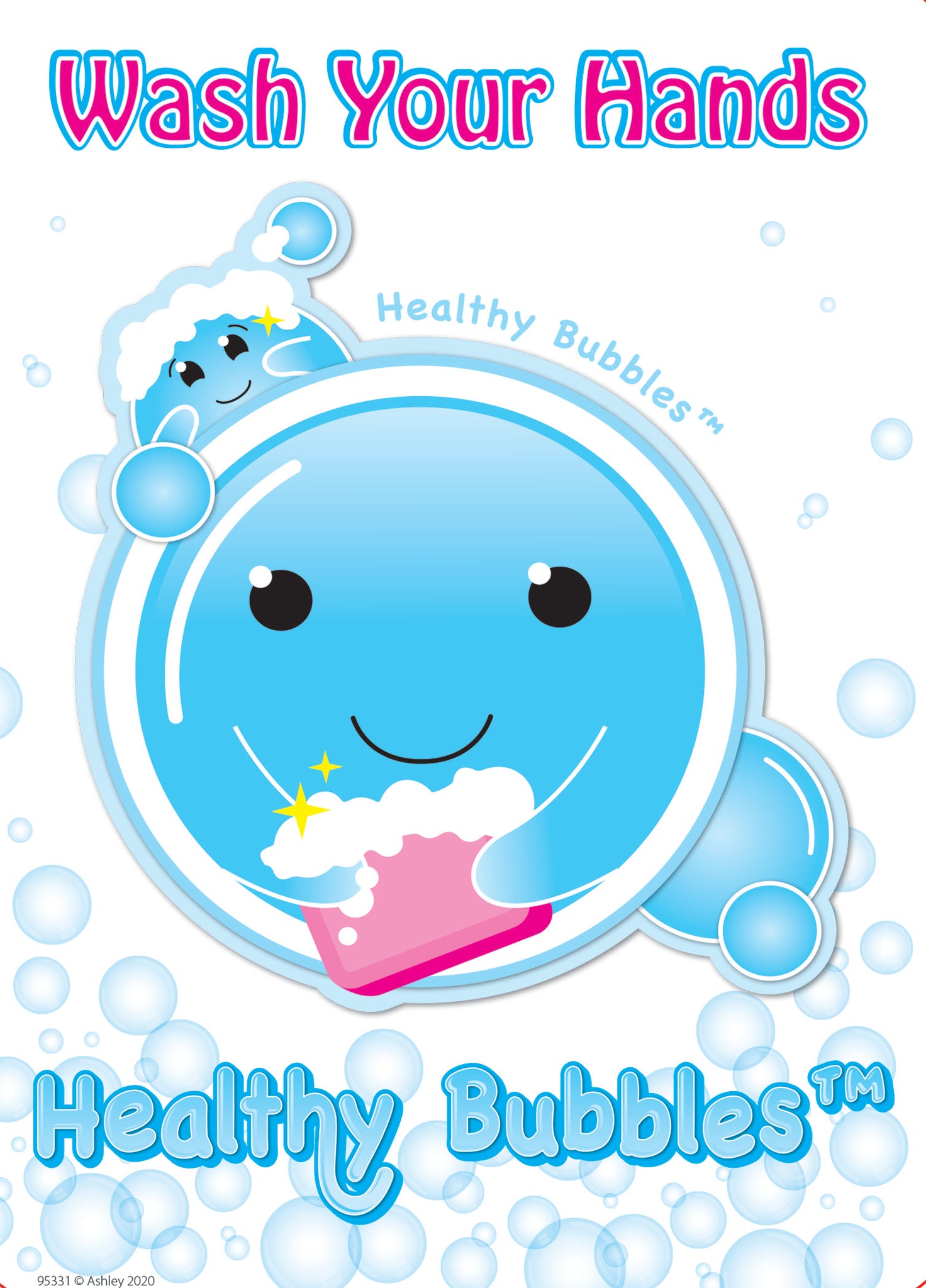 Ashley Smart Poly Dry Erase Healthy Bubbles Chart, 13" x 9.5" (ASH95331)