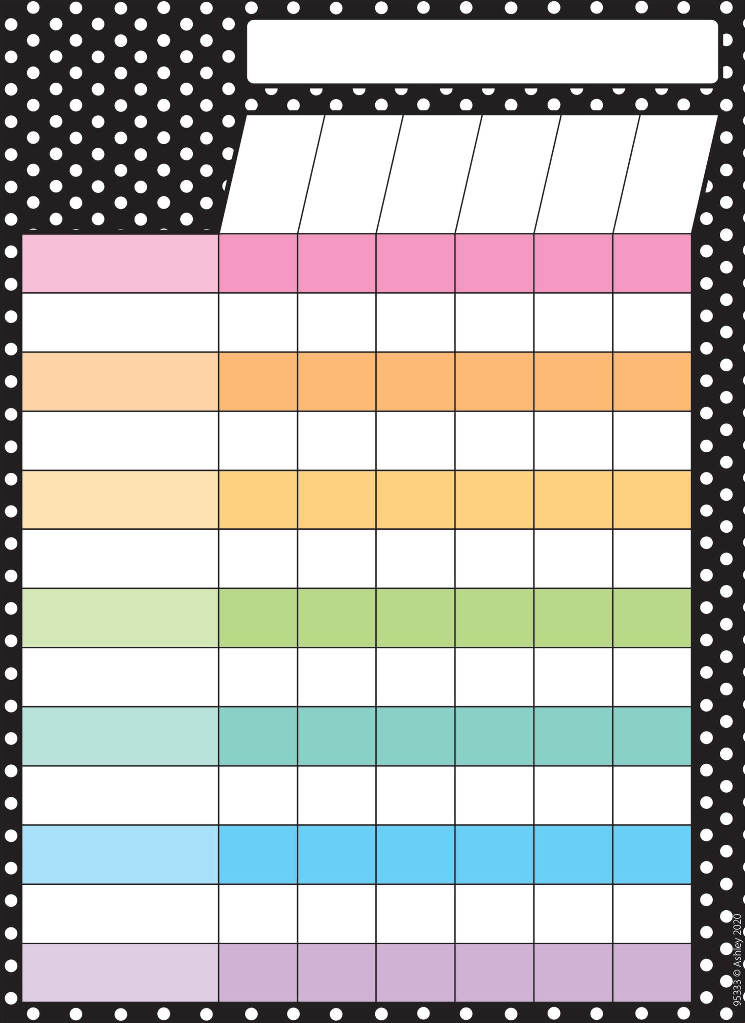 Ashley Smart Poly Dry Erase Black and White Dots Incentive Chart, 13" x 9.5" (ASH95333)
