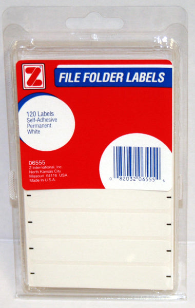 File Folder Labels, White, 120 Per Pack, 6 Packs  (06555)