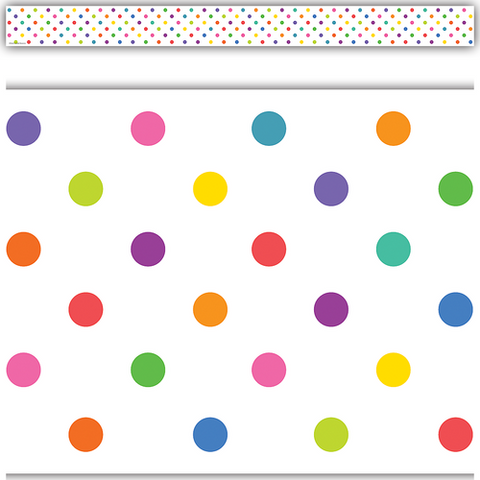Teacher Created Colorful Dots Straight Border Trim, 3" x 35", 12 Pack (TCR 8325)