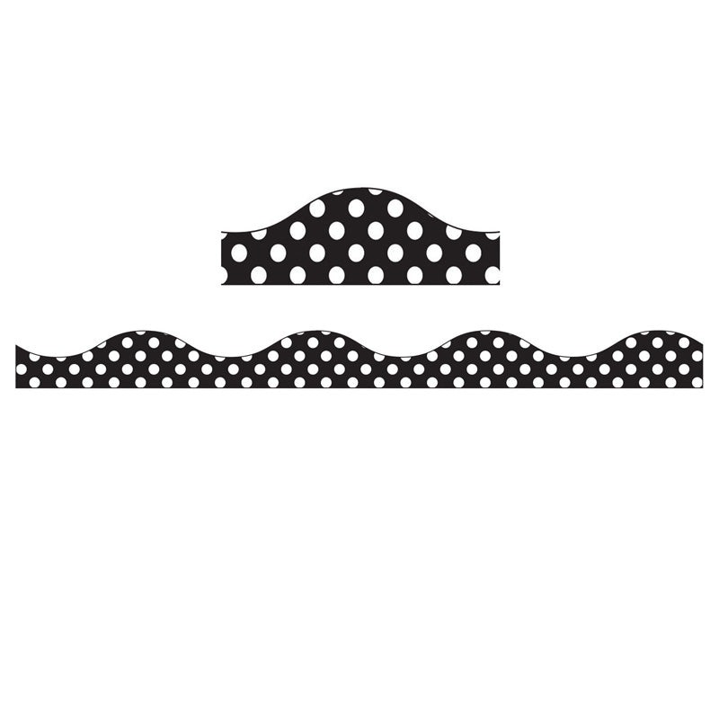Ashley Magnetic Large White Polka Dots On Black Border, 1" x 12" (ASH 11424)