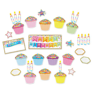 Ashley Mini Bulletin Board Set, Confetti Birthdays, 33 Pieces (96003)