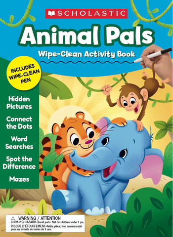Scholastic ANIMAL PALS Wipe-Clean Activity Book Workbook (SC 857236)