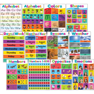 Teacher Created Colorful Early Learning Small Poster Pack, 11" x 15¾" (TCR 7456)